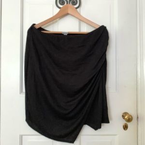 Knit asymmetrical hem “wrap” skirt